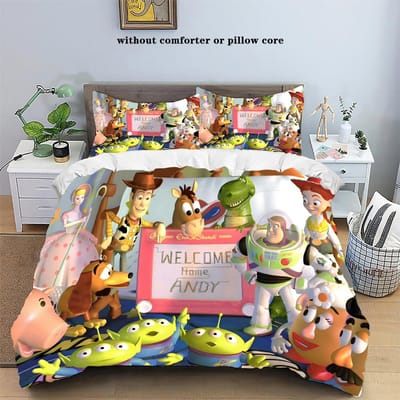 Nieuw Ontwerp Toy Story Beddengoed Sets Buzz Lightyear Woody Dekbedovertrek Beddengoed Dekbedovertrek Kussensloop 2-3 Delige Sets US King 259x228cm