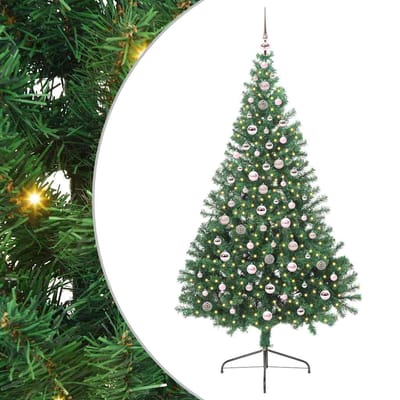 vidaXL - Kunststof - Voorverlichte - Kerstboom - met - 300 - LED - Groen - 240 - cm - PVC