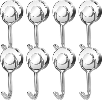 Extra sterke magnetische haken 20mm - Draaibare neodymium haken voor keuken, koelkast en camping - Set van 8 stuks