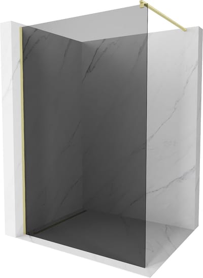Mexen Kioto douchescherm Walk-in 70 x 200 , grafiet 8 mm, goud geborsteld - 800-070-101-55-40