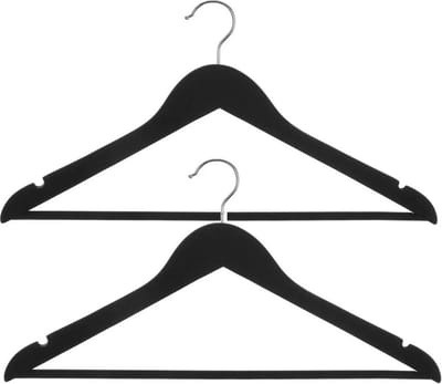 Five Kledinghangers - 6x - hout - rubber coating - zwart - 45 x 23 cm - kleerhangers