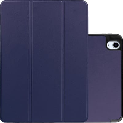 Hoes - Geschikt voor Apple iPad Air 4 (2020) - 10.9 inch - 4e Generatie - Dun & Stevig - Trifold Bookcase - Hard Cover Case - Met Uitsparing Geschikt voor Apple Pencil - Hardcover Book - Tablet Hoesje - Donkerblauw