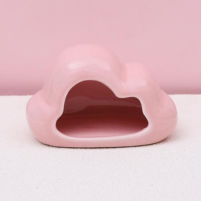 Nid d'animal en céramique Frais d'été Nid en céramique Refroidissement Hamster Abri d'été Nuage créatif Maison de glace pour hamster Contemporain rose
