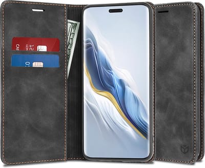 Hoesje geschikt voor HONOR Magic6 Pro - Techsuit Confy Book Wallet Case - Zwart