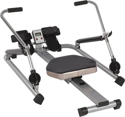 Roeitoestel voor thuis - Fitness roeimachine - Full body workout - Hydraulische weerstand - 106x66x10 cm - Zilver zwart