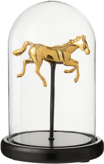 J-Line Decoratieve stolp Paard - glas - goud/zwart - small