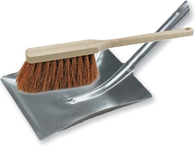 Buemag Stoffer en blik set voor buiten - zilver/naturel - verzinkt metaal - hout met kokosharen