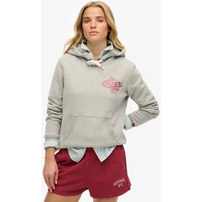 Superdry Athletic Hoodie met Metallic Logo Grijs Grootte: 36