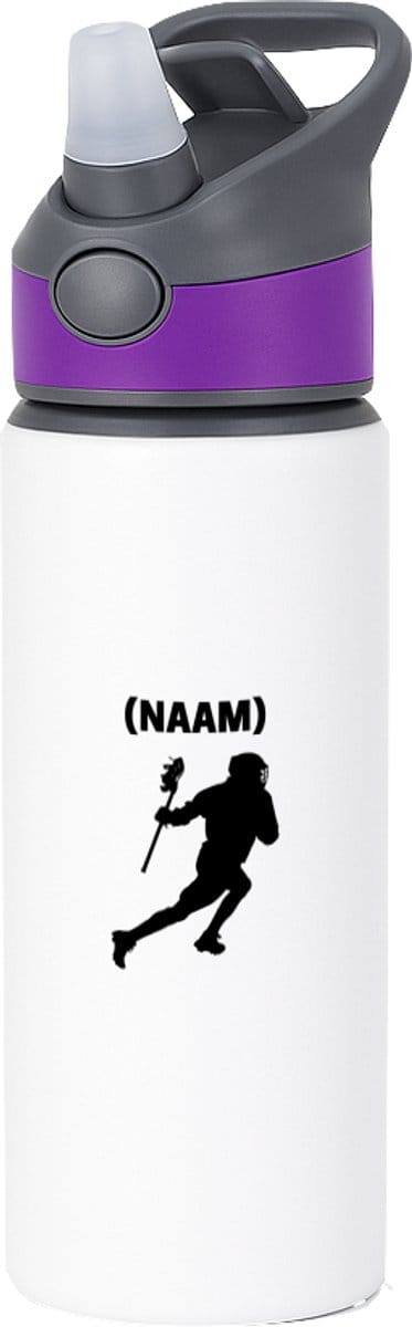 Hacebo® - Lacrosse met eigen naam waterfles met rietje paars - Sport - Lacrosse - Sport - water fles - 650ML