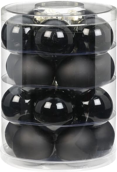 Inge goods Kerstballen - 20 st - zwart - glas - glans/mat - 6 cm - glans en mat- kerstversiering