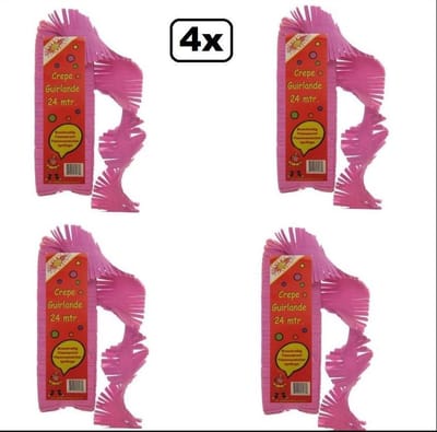 4x Crepe guirlande brandveilig rose/cerise 24 meter