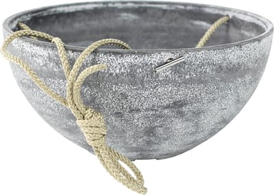 Ter Steege hangende bloempot/plantenpot schaal - gerecycled kunststof/steenpoeder - betongrijs - D35 cm en hoogte 17 cm - Voor buiten