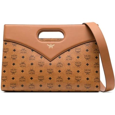 MCM Diamond Visatos Signature Print Verstelbare Afneembare Schouderband Canvas En Leer Tote Bag Dames tote Cognac-Bruin MWTESAK01CO001 Basic Set (Bag+Dust Bag) brown