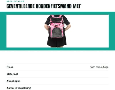 Dailygoods- Hondenfietsmand Geventileerd - Waterdichte Fietshuisdierdrager - Afneembare Rugzak - Ruim 29x30x37cm - Gebruiksvriendelijk Ontwerp - Eenvoudig Schoon te Maken - Huisdierendrager