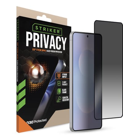 Striker Screenprotector geschikt voor Samsung Galaxy S25 Edge Glazen | Striker Xtreme Impact Privacy Screenprotector Privacy - Case Friendly - Zwart
