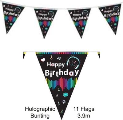 Oaktree - Vlaggenlijn Happy Birthday muziek - 3,9 m