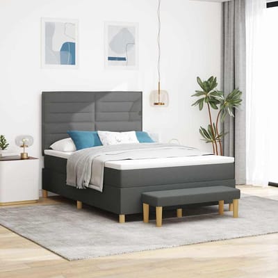 vidaXL - Boxspring - bed - met - kussen - Donkergrijs - 200 - x - 160 - cm - Stof
