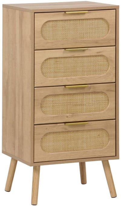 sweeek - Ladekast 4 lades houtlook en rotan 48cm - eva