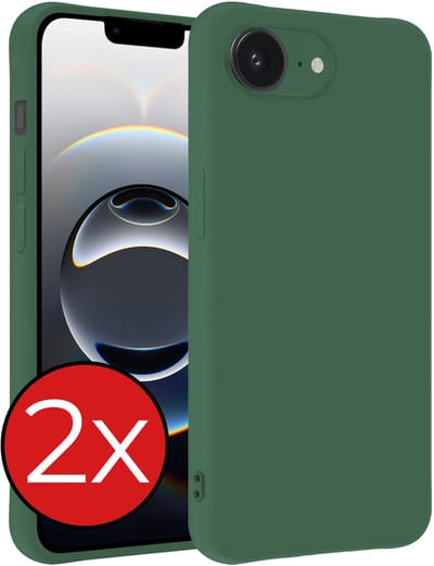 Hoesje - 2 Stuks - Geschikt voor Apple iPhone 16e / 17e - Sterk & Shockproof - Telefoonhoes - Back Cover - Case Siliconen - Telefoon Hoes - Donkergroen