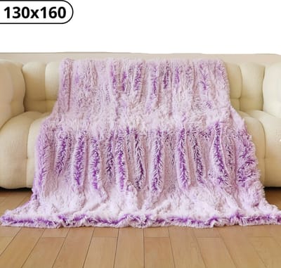 Bovista Plaid - Dekentje - Pluche - Wollen - Fleece - Deken - Knuffeldeken - Bank Deken - Paars - 130x160cm
