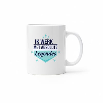 Ik Werk Met Absolute Legends Koffiemok 330 ml – Grappige Keramische Mok voor Collega’s & Kantoorcadeau