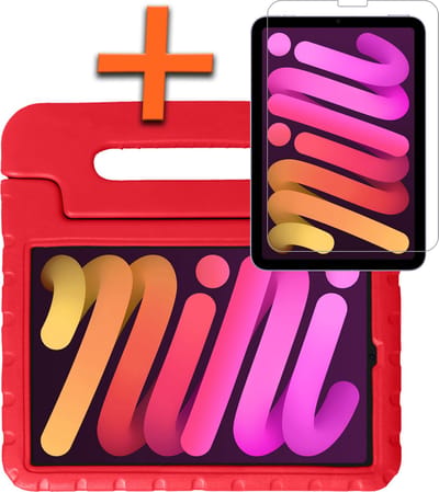 Hoesje - Geschikt voor Apple iPad Mini 6 (2021) - 8.3 inch - 6e Generatie - Met Screenprotector - Kinderhoes Shockproof Bumper - Kidsproof Case - Tablet Hoes - Kinder Hoes Cover - Rood