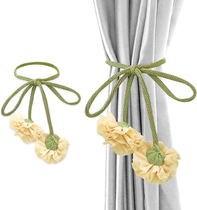 Gordijnbinders met bloemenmotief, set van 2 | Decoratieve gordijnriemen voor woonkamer en slaapkamer | Raamdecoratie accessoires | Origineel cadeau voor huiseigenaren (2 stuks)