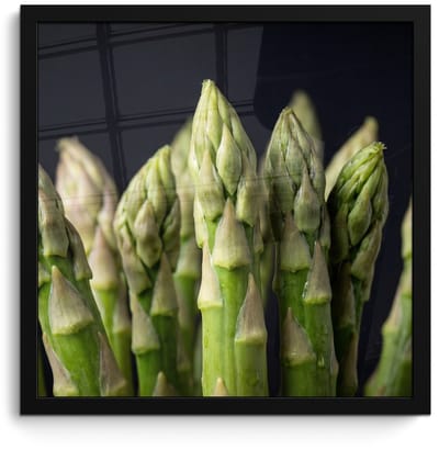 Poster in lijst - Fotolijst 40x40 cm - Posters - Asperges - Groen - Zwart - Posterlijst zwart - Decoratie - Wanddecoratie woonkamer - Muurdecoratie slaapkamer