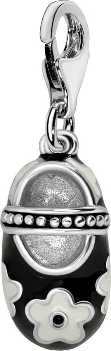 Quiges – 925 - Zilver – Charm - Bedel - Hanger - 3D Schoen Sandaal met Bloemen - met – sterling - zilver - karabijnslot - geschikt - voor - Bedelarmband HC318
