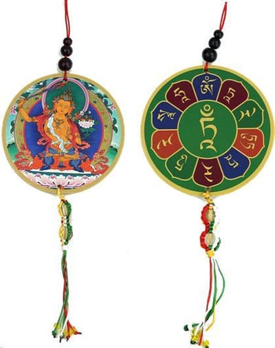 Auto- of raamhanger Manjushri & dorje - 8x36 cm - M