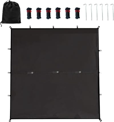 Camping Tarp - Tentzeil Overkapping - Bescherming Buiten - 3000mm Waterdichtheid - 366 x 292 cm - Zwart