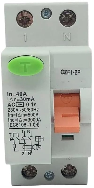 Aardlekschakelaar - Stroomonderbreker - Elektrische Veiligheid - Type A en B - 10KA 30mA - Grijs