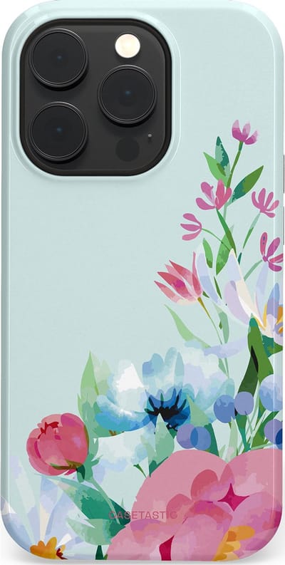 Casetastic hoesje geschikt voor Apple iPhone 14 Pro - MagSafe - Dubbellaagse bescherming - Dagdroom in bloei - Fashion Case - Lichtgrijs Lichtroze