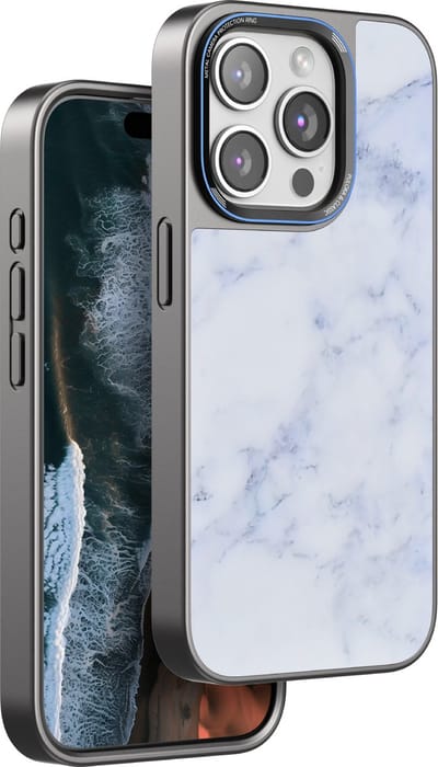 Telefoonhoesje Geschikt voor iPhone 15 Pro Max hoesje Marmeren Hoes Wit / Luxe Bescherming met Stijlvol Design shockproof backcover