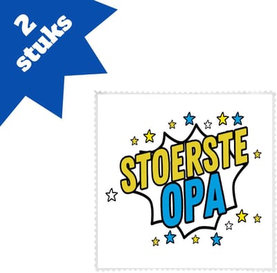 Akyol - stoerste opa brillendoekjes - Opa - beste opa - verjaardagscadeau - cadeau voor opa - kado - gift - 17,8 bij 17,8 cm - 2 stuks