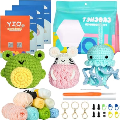 Haakset voor Beginners - Dierlijke Haakprojecten, Starter Kit met Stapsgewijze Video-instructies, Ideaal voor Volwassenen en Kinderen