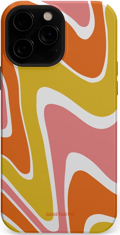 Casetastic hoesje geschikt voor Apple iPhone 13 Pro Max - MagSafe - Dubbellaagse bescherming - Retro rave - Fashion Case - Goud Terracotta Koraal Wit