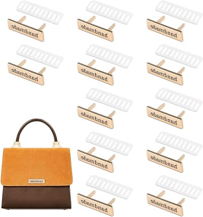 Handgemaakte Metalen Labels in Goud - 12 Stuks Rectangle Tags voor DIY Creaties, Naaien en Accessoires