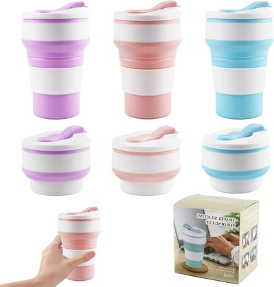 Vouwbare Siliconen Drinkbekers met Deksel - Telescopische Cups voor Reizen, Kamperen en Picknicken - Warmte- en Vuurbestendig, Ideaal voor Koffie en Thee