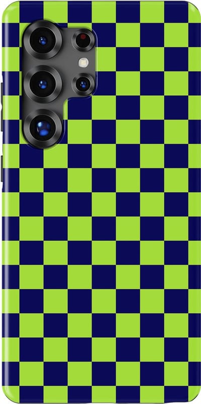 Design Hoesje Samsung Galaxy S25 Ultra | Geschikt Voor Mag | Tiny Squares Checkered Print | Backcover Samsung Galaxy S25 Ultra Acid Grid