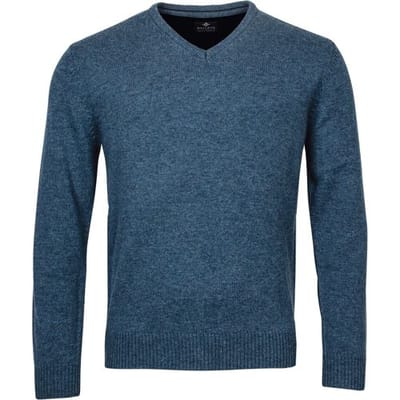 Baileys Trui Lambswool V-Neck Single Knit Denim Blue / male