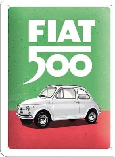 Metalen Bord 15 x 20 Fiat 500 - Italiaanse Kleuren