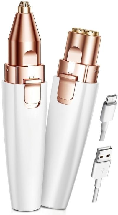 SNJY® Epilator - Gezichtsepilator Vrouw - Epilator Gezicht - 2-IN-1 - Oplaadbaar - Wit
