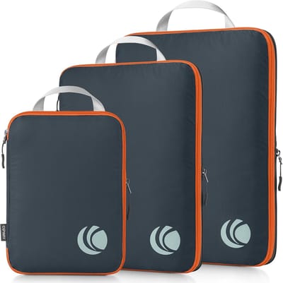 Famanu – Compressie packing cubes – Set van 3 – Ultralicht en uitbreidbaar – Reisorganizers voor handbagage - koffer en weekendtas – Grijs