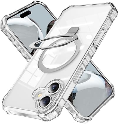 Coverup Hoesje - Geschikt voor iPhone 17 Hoesje - Coverup ShockProof TPU Back Cover met MagSafe Compatible Ring Kickstand - Transparant