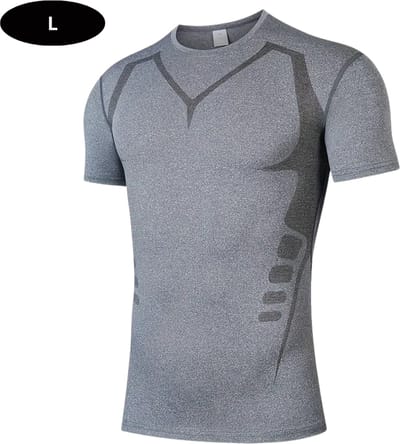 Livano Sportshirt Heren - Sport - Fitness - Compressie Shirt - Corrigerend Hemd - Sportkleding - Mannen - Grijs - 2 Stuks - L