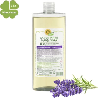 Franse vloeibare lavendel handzeep | 1 Lit | Natuurlijke ingrediënten | (H)eerlijk zeep | Merk Cigale Bio