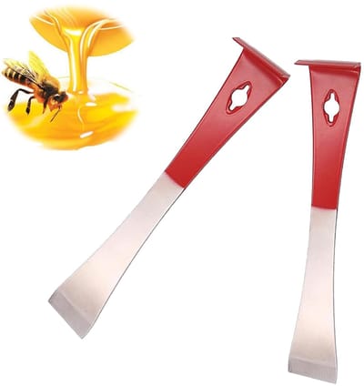 Dailygoody - Bijenkorf Schraper Tool - Multifunctioneel Imker Gereedschap - Rood Zilver - Bijenteelt Apparatuur - 2 Stuks - Geschikt voor Imkers