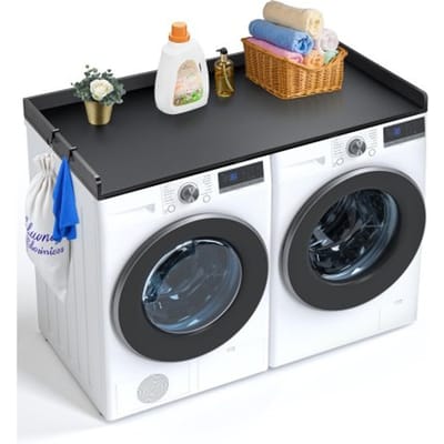 VEVOR Wasmachine- en drogerblad, 1370 x 700 x 69 mm, houten blad, waterbestendige wasmachinehoes met antislip pads, voor opbergruimte in de wasruimte, zwart