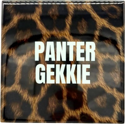 Hip grappig tegeltje met tekst panterprint - 'Panter gekkie' - voor aan de muur, decoratie, cadeau, cadeautip, vriendinnen, hippe tegel - 11 x 11 cm